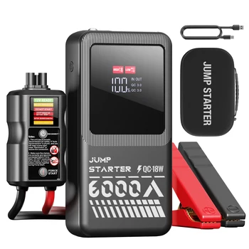 AdoreTrip 6000A Avviatore di emergenza per auto con luce LED 22000mAh Banca di potere portatile 12V Booster Dispositivo di avviamento automatico Avvio di emergenza
