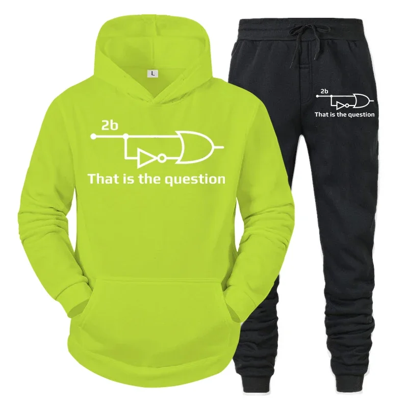 Conjuntos de otoño para hombre "Ingeniero eléctrico que es una pregunta" Sudadera con capucha divertida + Pantalones Trajes de 2 piezas Ropa deportiva de manga larga Pantalones de jogging