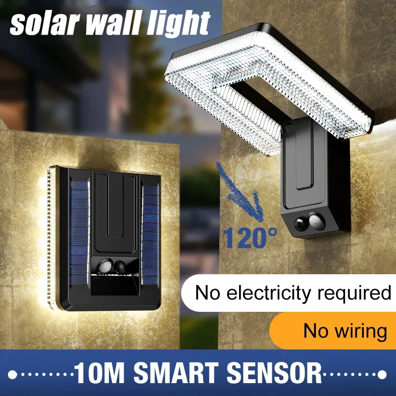 Solar outdoor Led garden wall light with waterproof motion sensor for garden road safety lighting solar lamp solar wall light