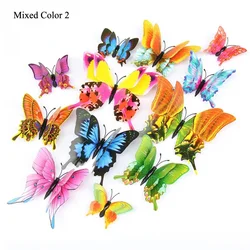 Elegant 3D Butterfly Wall and Fridge Décor Set - 12-Piece Double Layer Design for Home or Wedding Decor (Mixed Color 2)