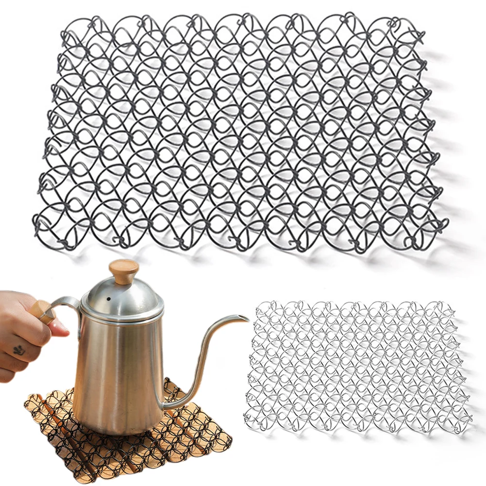Outdoor Spring Insulated Mat 304 Stainless Steel Heat Insulation Pad Trivet Mat Hot Pad for Hot Dishes Pots and Pans for Camping