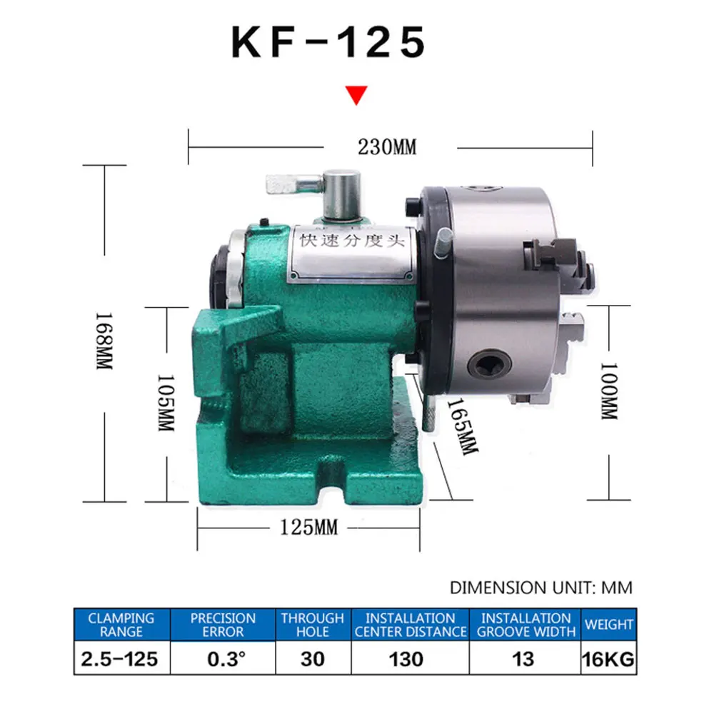 수직 및 수평 인덱서 척 벤치 드릴, 분할 헤드 KF-125, 5 인치 간단한 퀵 밀링 머신, 범용 드릴링