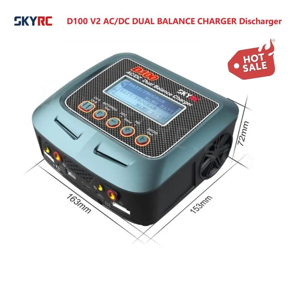 SKYRC D100 V2 Bluetooth intelligent Balance 2x100W Charger with USB Power tempreture senor for 1-6s Lipo Li-ion Battery