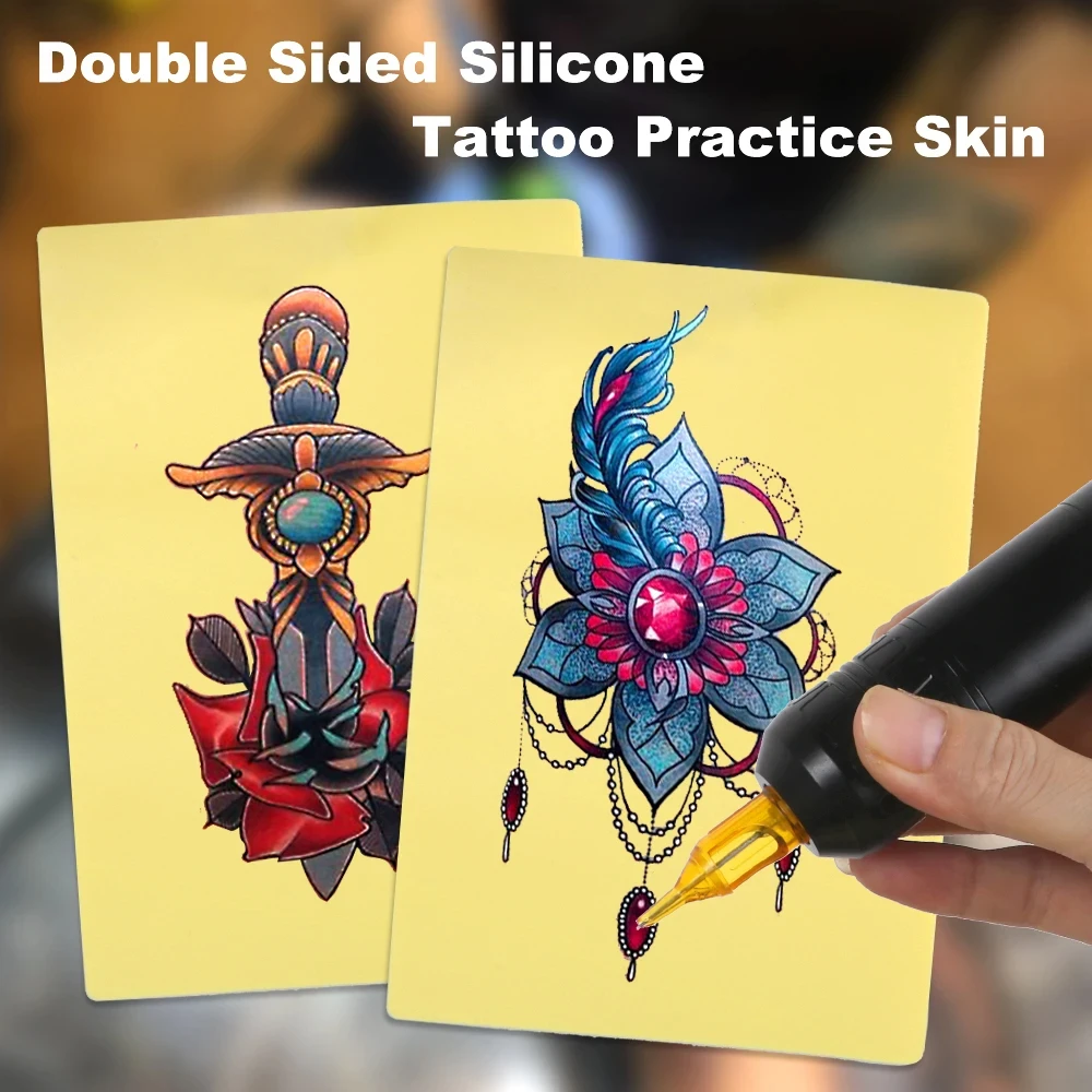 Tattoo practice skin 1/3/5/8pcs 3MM A4 size double sides silicone beginner permanent makeup practice skin supply