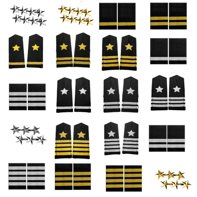 Captain Epaulettes Stripes Shoulder Accessory for Uniforms Drama Play Shoulder Board Jewelry shoulder ornaments