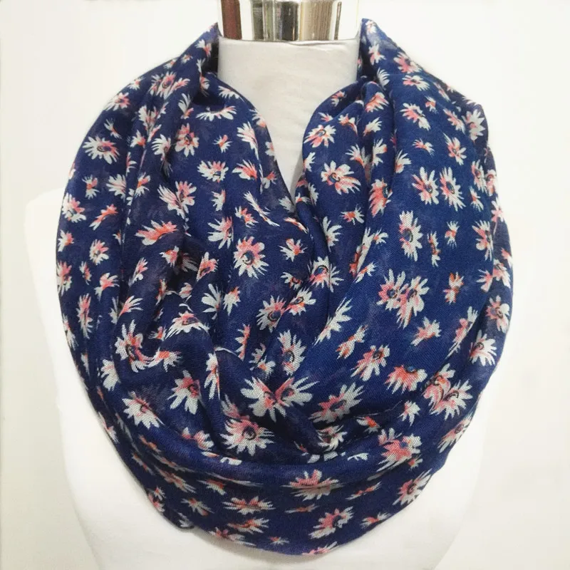 

Fashion Chrysanthemum print infinity scarf for women viscose lady hijab scarves Women's loop scarf flower shawl in church