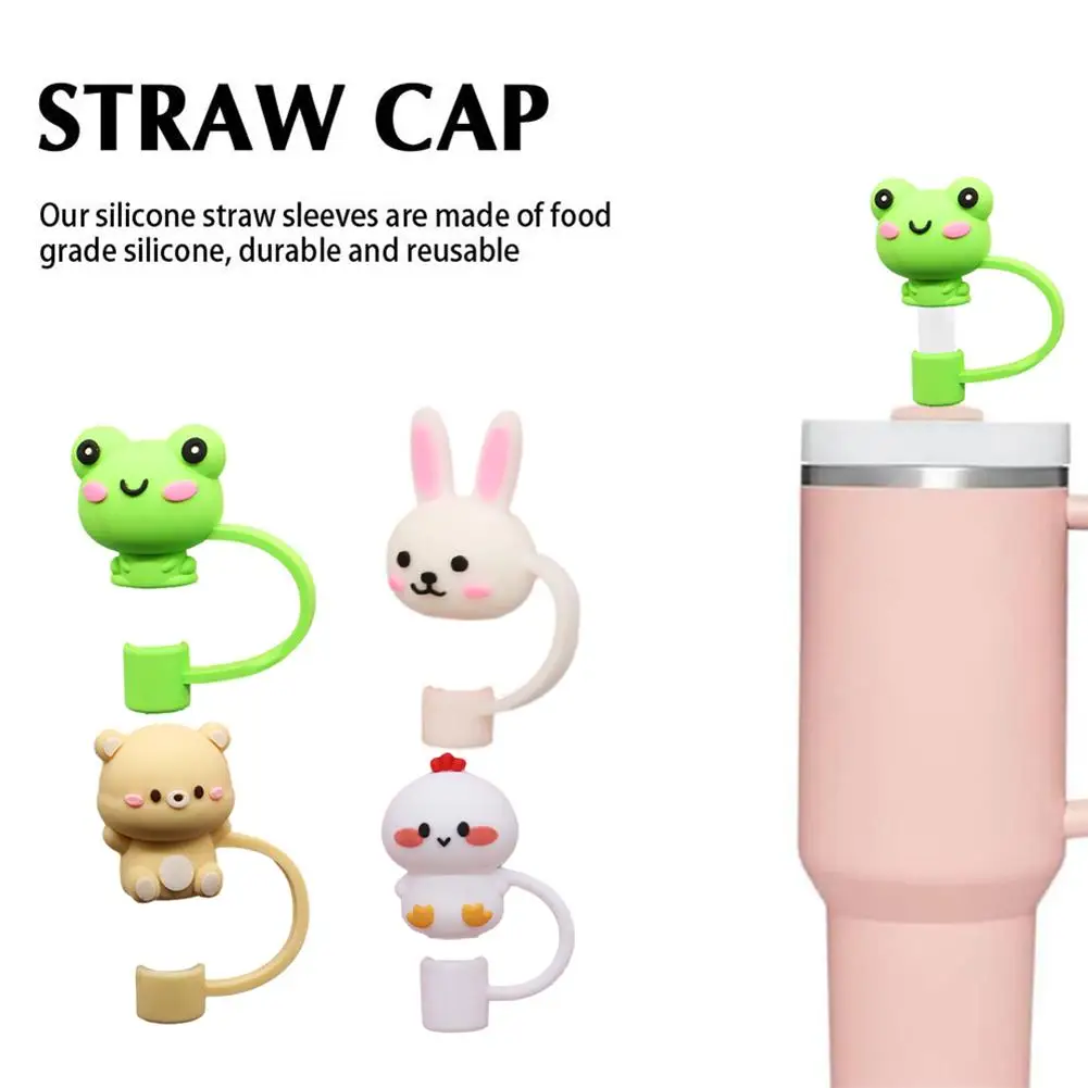 

Frog Straw Cap Drink Straw Stopper Dust Cap Cartoon Sleeve Straw Recyclable Accessories Straw Cover Silicone Dust G1G0