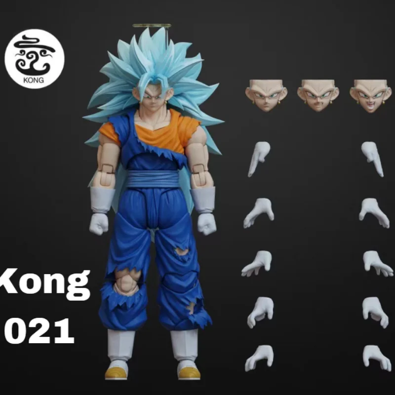 Pre Sale 1/12 Kong Shf Dragon Ball Son Goku Kakarotto Vegetto Super Saiyan  3 Anime Action Figure Movable Joint Model Toys Gift