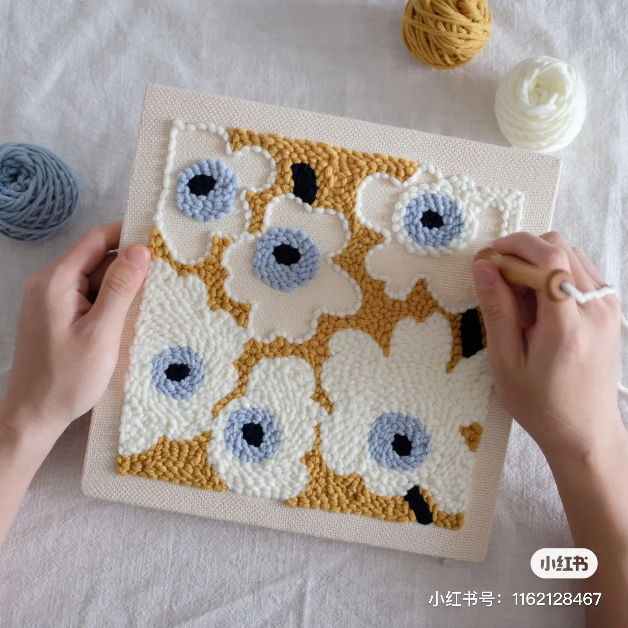 Kit Punch Needle Broderie Pour Débutants – Motif Floral, Avec Tout Le Matériel Et Instructions En Anglais