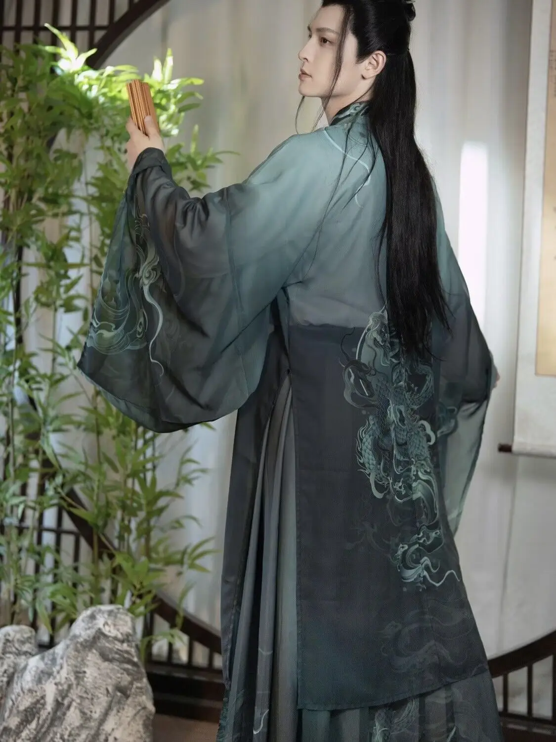 Large Size 2XL Hanfu Men Chinese Traditional Printed Hanfu Male