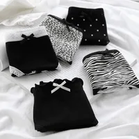 3 pièces/ensemble femmes Sexy coton culottes sous-vêtements sans couture doux slips respectueux de la peau femme Lingerie taille moyenne noir caleçon 1