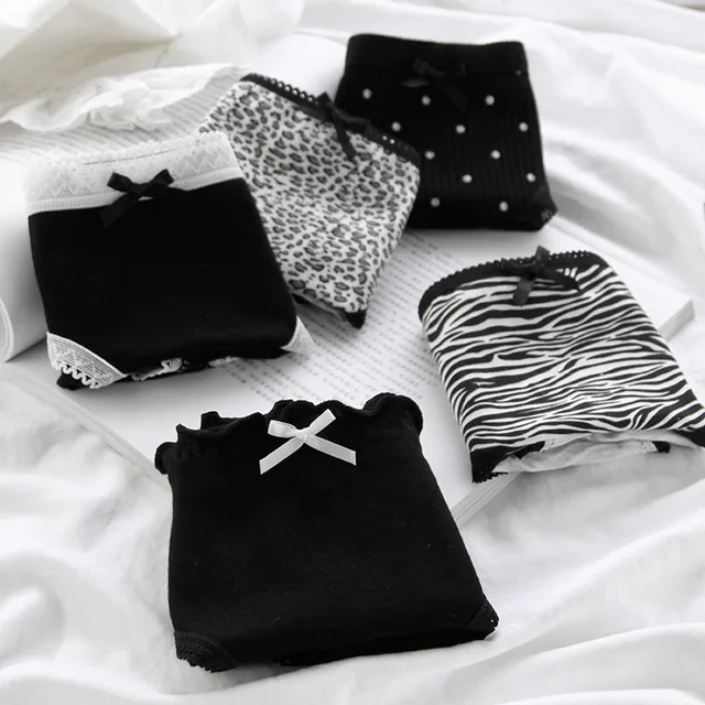 3 pièces/ensemble femmes Sexy coton culottes sous-vêtements sans couture doux slips respectueux de la peau femme Lingerie taille moyenne noir caleçon 1