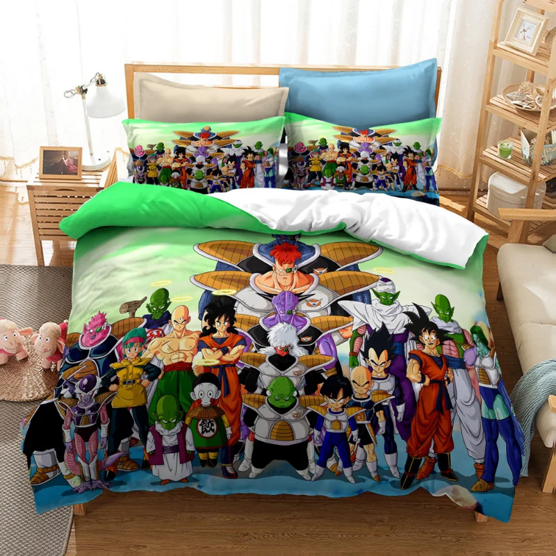Dragon Ball Z Anime Figure Son Goku Bed Set Quilt Cover 3D Cartoon