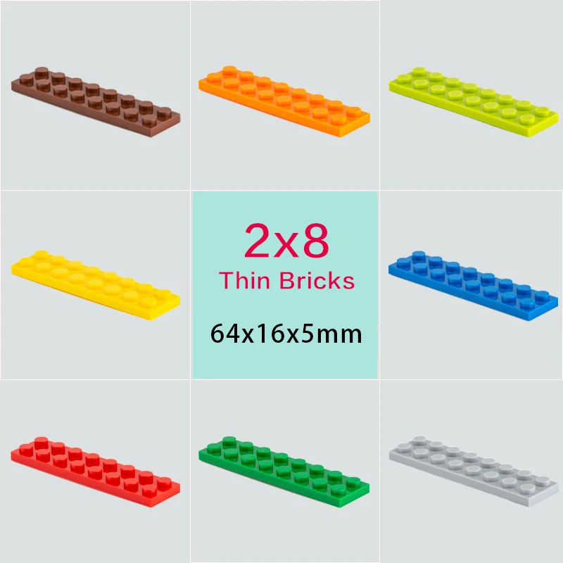 

2x8 Dots Thin Bricks Blocks MOC Creative Educational Toys Building Assemblage Kids Learning Gift Size Compatible Brand 3034
