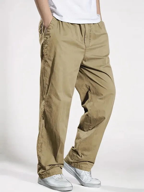 New Cargo Pants Men's Loose Straight Oversize Clothing Solid Grey Versatile Work Wear Black Joggers Cotton Casual Male Trousers 5