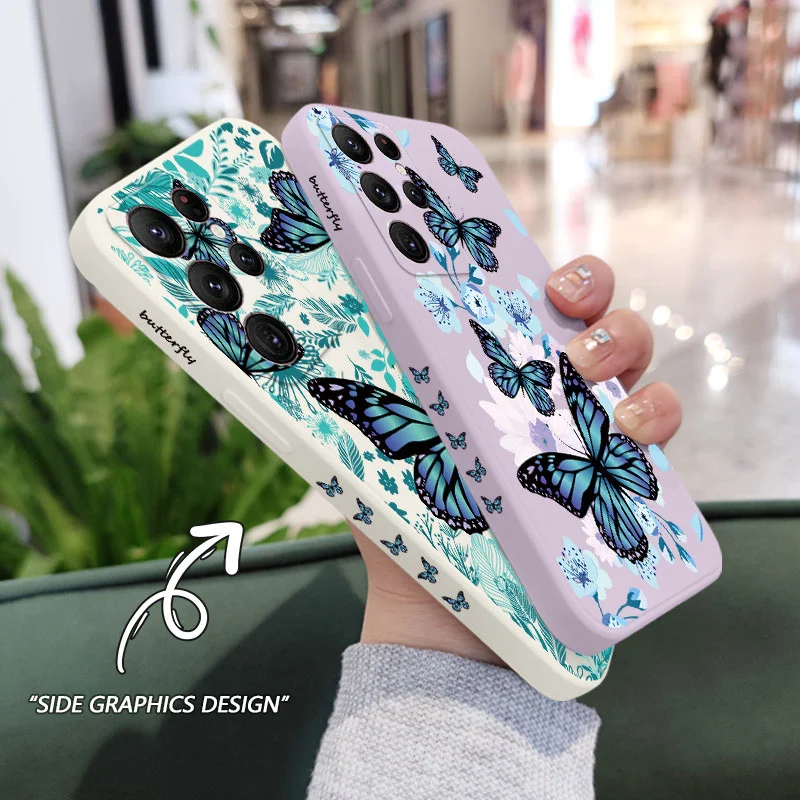 Aurora Butterfly Phone Case For Samsung Galaxy S22 S21 S20 Ultra Plus FE S10 S9 S10E Note 20 ultra 10 9 Plus Cover