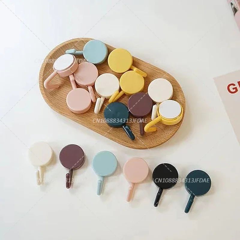 5Pcs Self Adhesive Wall Hook Strong Without Drilling Hanger Hooks Home Storage AccessoriesCoat Bag Bathroom Door Kitchen Towel