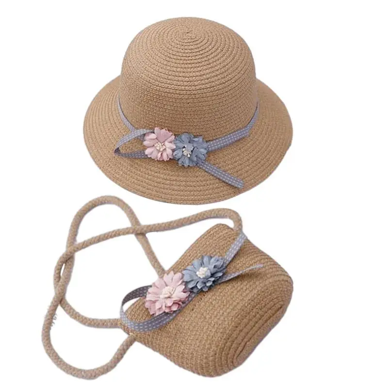 

Kids Sun Hats Straw Handbag Little Girls Beach Sun Hat And Pocket Shoulder Bag Summer Essentials For Daily Wear Picnic Traveling