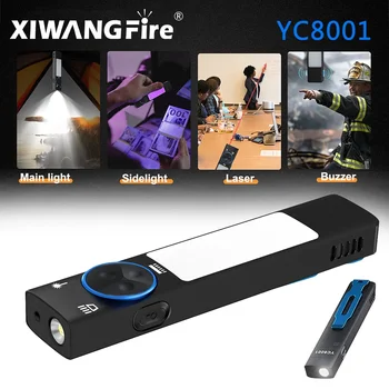 LED 손전등 충전식 EDC IP67 방수 손전등, 마그네틱 부저 포함, 365nm UV 라이트, 야외 캠핑, 12 가지 모드, 1000LM