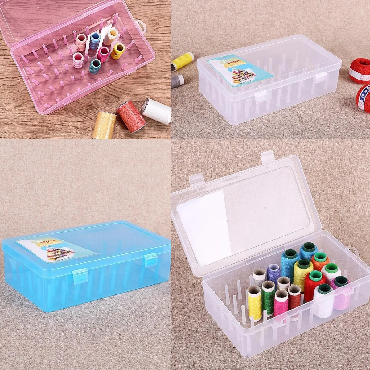 Clear Sewing Thread Storage Box 42 Pieces Spools Bobbin Carrying