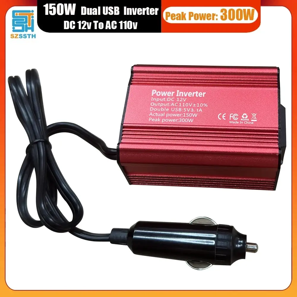 300W Peak Power 150W Potenza Nominale Inverter Per Auto Dc 12V A Ac 110V Convertitore Adattatore Per Auto Usb Migliorato Presa Us A Onda Sinusoidale