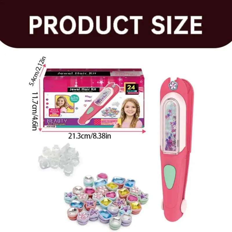 Bling Hair Jewels For Girls Toys Bling Styling Rhinestone Jewels Tool Hair Styling Toys With Reusable Rhinestones For Kids