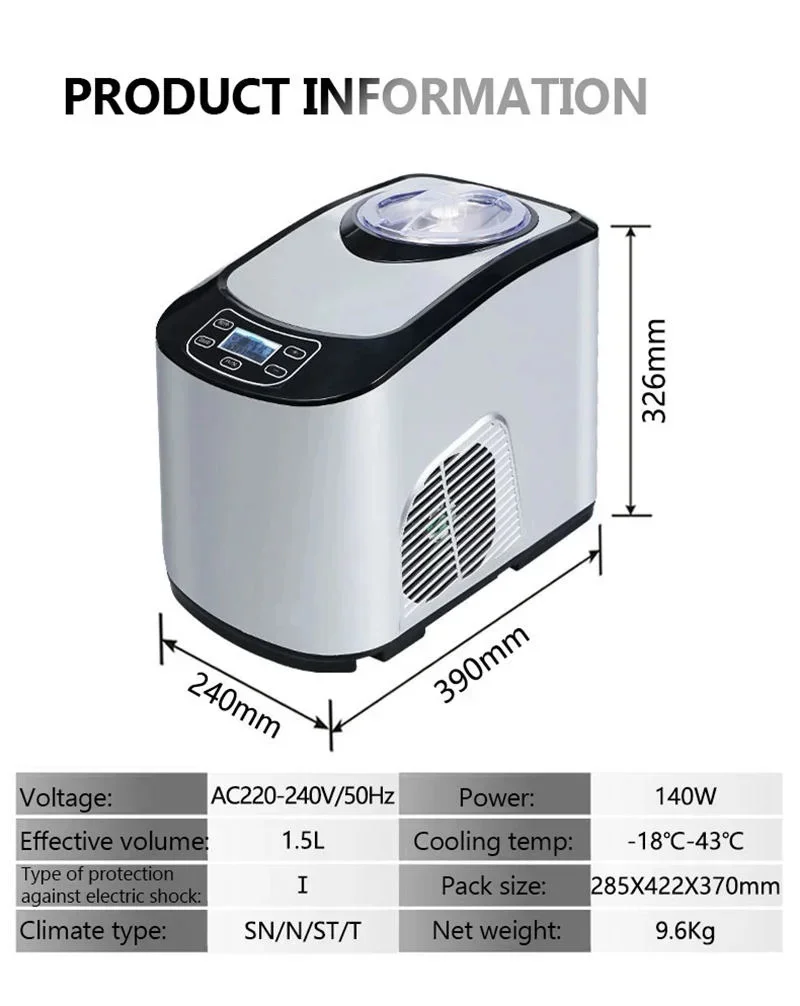 220V 140W Intelligent Automatic Commercial Ice Cream Maker Soft Hard Adjustable Thermostat Keep Cold Household Gelato Machine 5