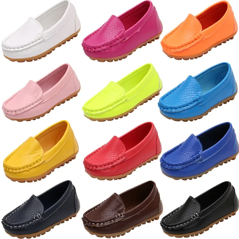 Kids Flats Fashion Flats For Children Casual PU Leather Slip On Shoes Boys Girls 10 Colors Moccasin Loafers All Size