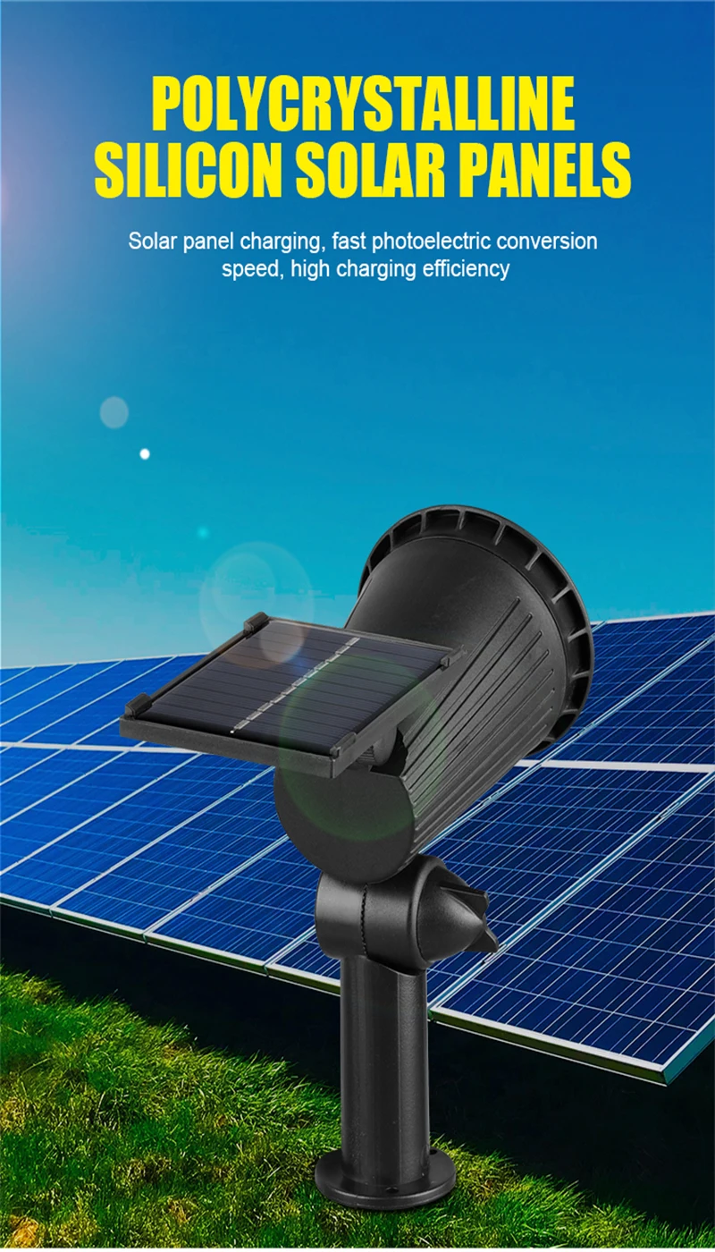Description Picture 5 of item1/2/3/4Pcs Solar Powered 9LED Lamp Adjustable Solar Spotlight In-Ground IP65 Waterproof Landscape Wall Light Outdoor Lighting