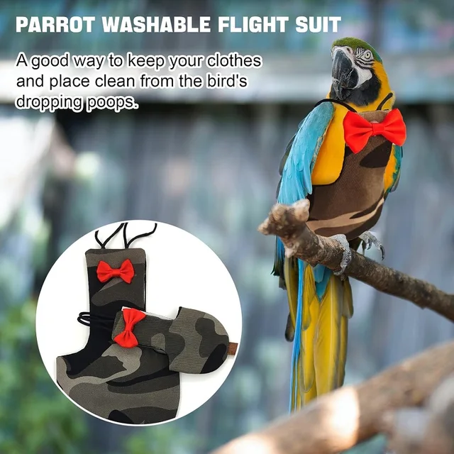 Parrot Anti-Scratch Shoulder Protector, Arm Guard and Washable Parrot Flight Suit Clothes Set Bird Poop Shoulder Protector Cocka 4