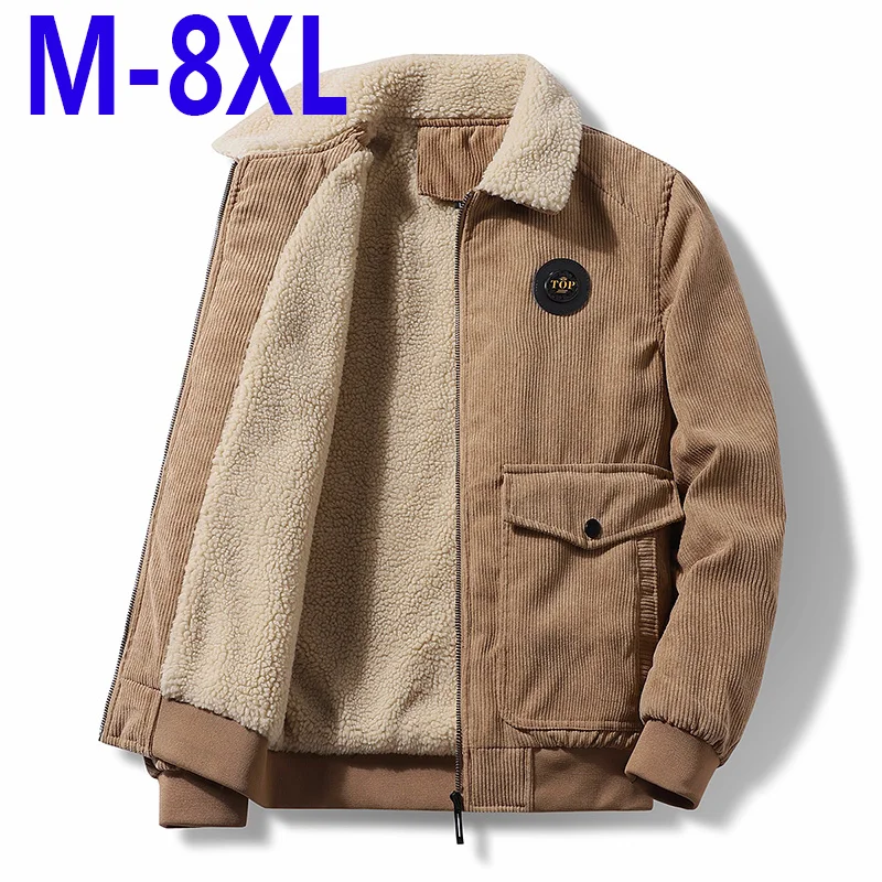 

2023 Warm Parker Jacket Men Autumn Winter Lambswool Loose Casual Jacket Men High Quality Fashion Corduroy Coat Thick M-8Xl
