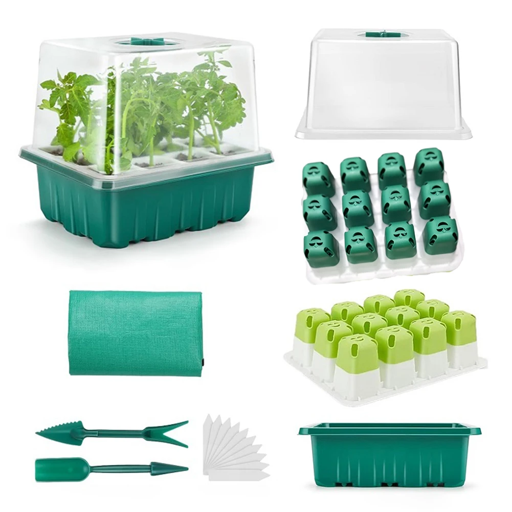 Seedling Starter Tray Kit with 12-Hole Silicone Planter