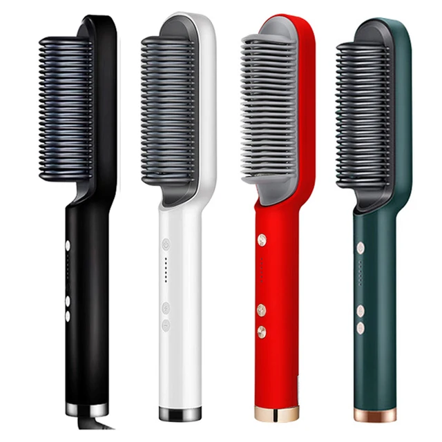 Nuovo piastra per capelli pettine caldo in ceramica 2 in 1 spazzola elettrica per lisciare i capelli strumento per lo styling antiscottatura agli ioni negativi 6