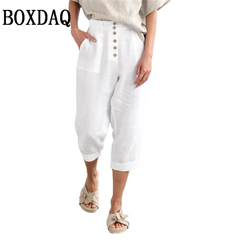 Cotton and Linen Ankle Length Pants Women's Casual Pants 2023 New Beach