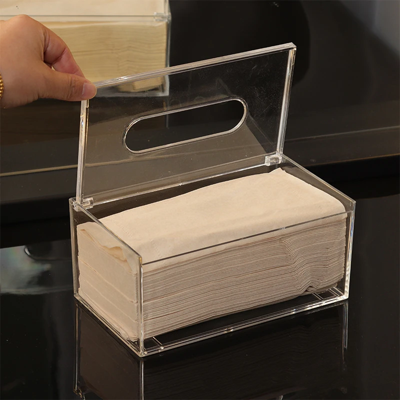 Clear Acrylic Tissue Box Napkin Holder Tissue Dispenser Box Acrylic Tissue Organizer Car Home Office Restaurant Hotel Supply 4