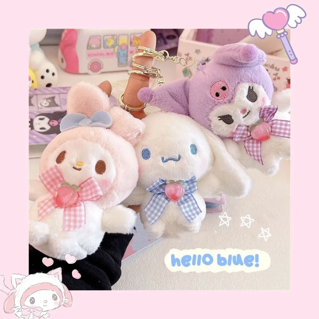 

Super Cute Sanrio Plush Doll Pendant Keychain Cartoon Hello Kitty Kuromi My Melody Cinnamoroll Keyring Bag Decoration Girl Gift