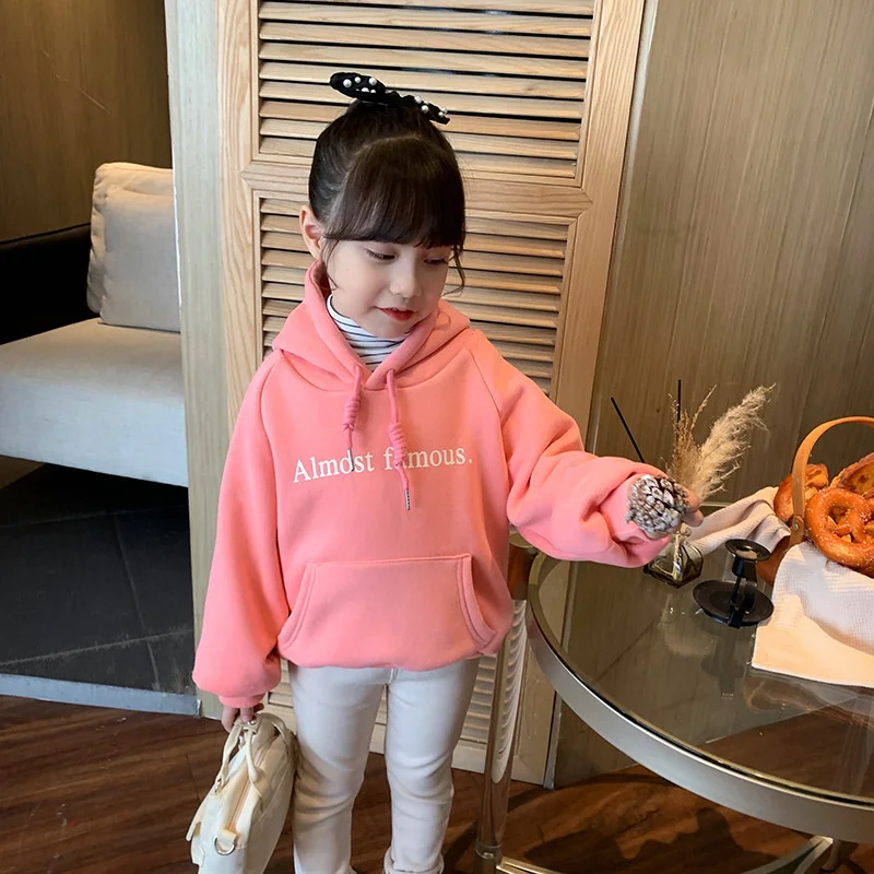 

Boys Girls Hoodies Sweatshirts Cotton Tops 2023 White Warm Thicken Plus Velvet Winter Autumn Toddler Pullover Kids Children's Cl