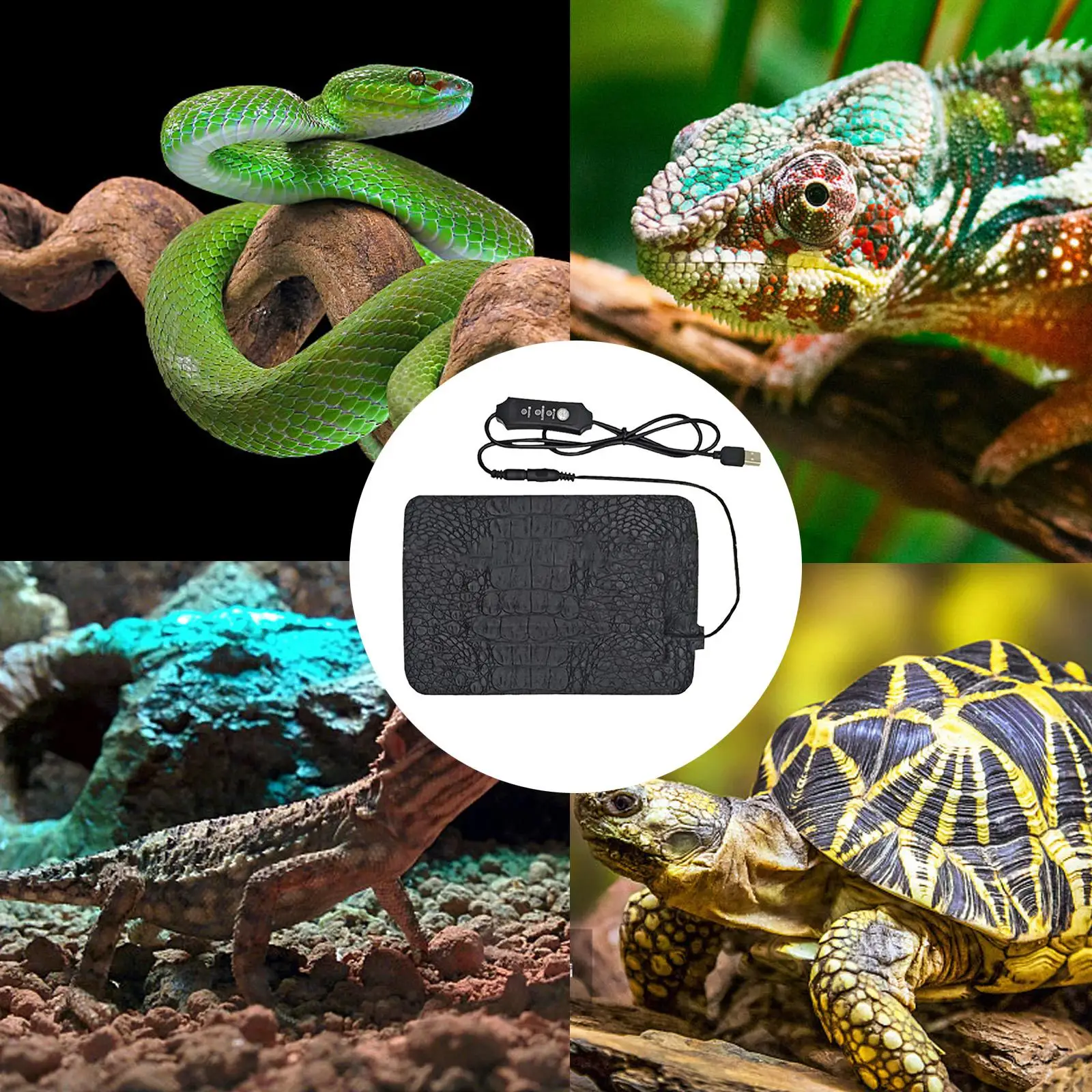 USB Pet Heating Pad Electric Reptile Thermal Blanket Mat Temperature Incubator Adjustable Tools Controller Warm Pad Warming J5U8