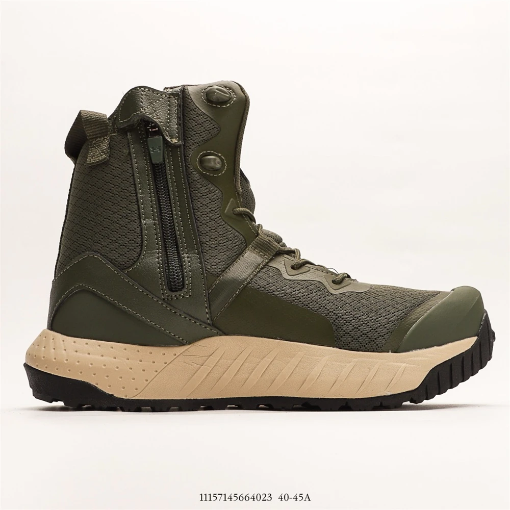 Hiking Shoes Winter Men&rsquo;s ARMOUR Valsetz Side Zip High-top Outdoor Warm Non-Slip Khaki Zapatillas Training Hiking Sports Sneakers Size40-45