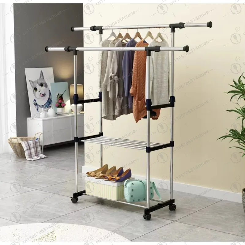 Stainless Steel Dual-Rod Lift Clothes Drying Rack - Retractable Floor ...