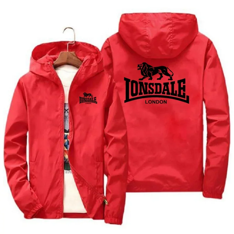 LONSDALE 여름 힙합 스트리트 남성 패션 트렌드 운동복, 캐주얼 조깅, UV 차단 및 방수 학생