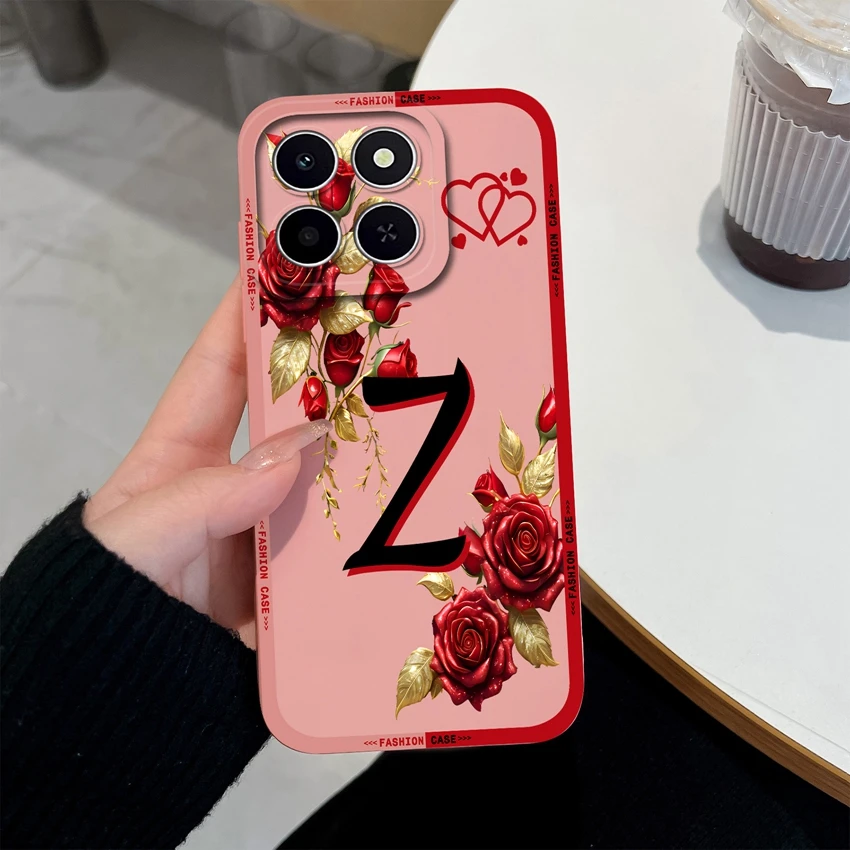 Fashionable Matte Silicone Floral Letter Design Shockproof Protective Phone Case