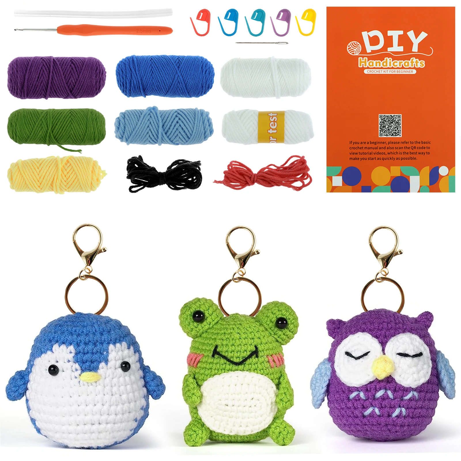 3 Pcs Complete Crochet Kit Beginner Frog Penguin Owl Crochet Starter Pack  DIY Crochet Craft Kit Kids Adult Step by Step Video - AliExpress