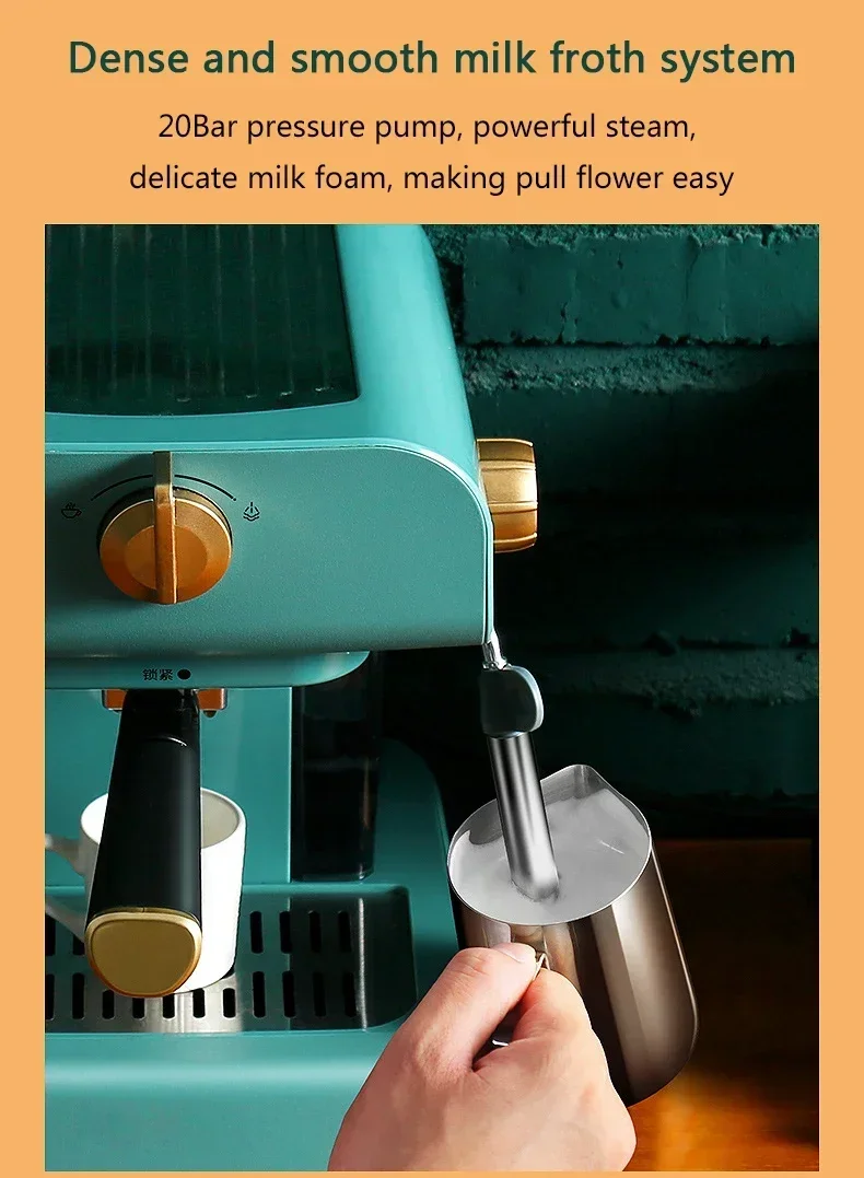 Description Picture 6 of item0.8L Italian Espresso Coffee Maker Electric Coffee Machine Cappuccino Milk Frothers Foamer High Pressure Steam 20BAR 220V