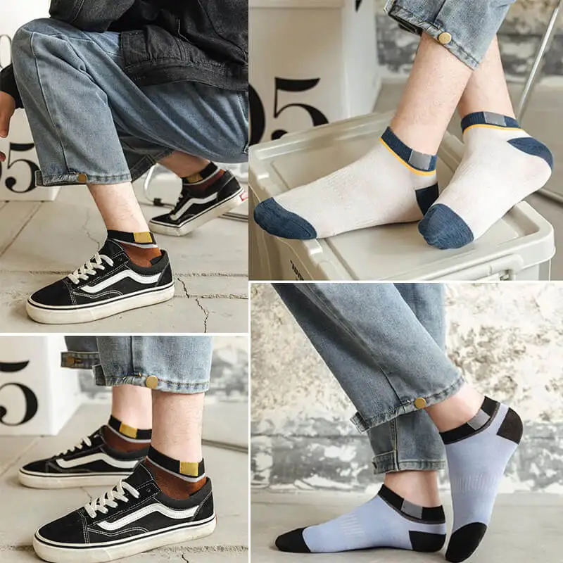 10Pairs Men's Spring Summer Sports Thin Socks Breathable Shallow Low Top Sport Short Socks Trendy Boat Sock for Women Men 6