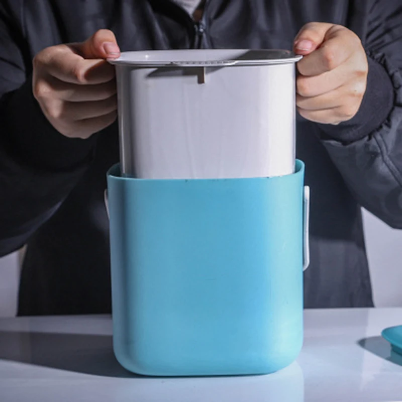 Trash Can Plastic Kitchen Food Waste Trash Can Compost with Drainer Rubbish Container Organizer Accessories Tools