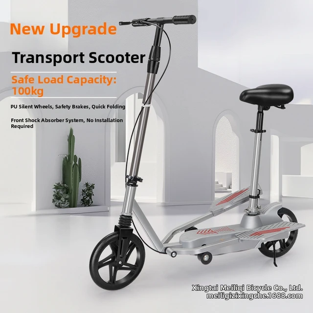 Trottinette pour adultes, Scooter de mobilité, Vélo à deux roues, Vélo pliant à deux roues, Trottinette à pédales pour trajets sur campus 1