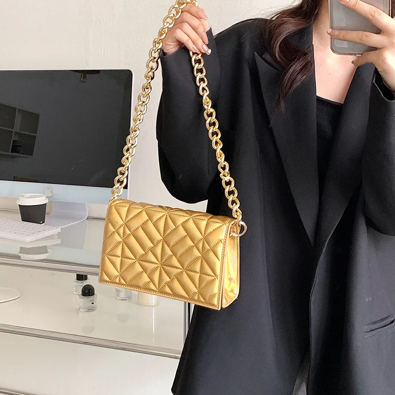 Luxury Brand Metal Chain Shoulder Bag for Women Handbag Clutch Purses 2022 New Designer Shiny Evening Tote High Quality Shoulder Bags near me