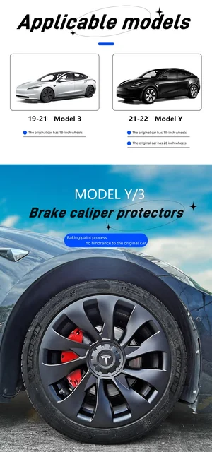 Copripinza Freno 4 Pezzi Per Tesla Model Y 19-20 Pollici - Alluminio, Rosso, Protezione E Stile - Foto 2
