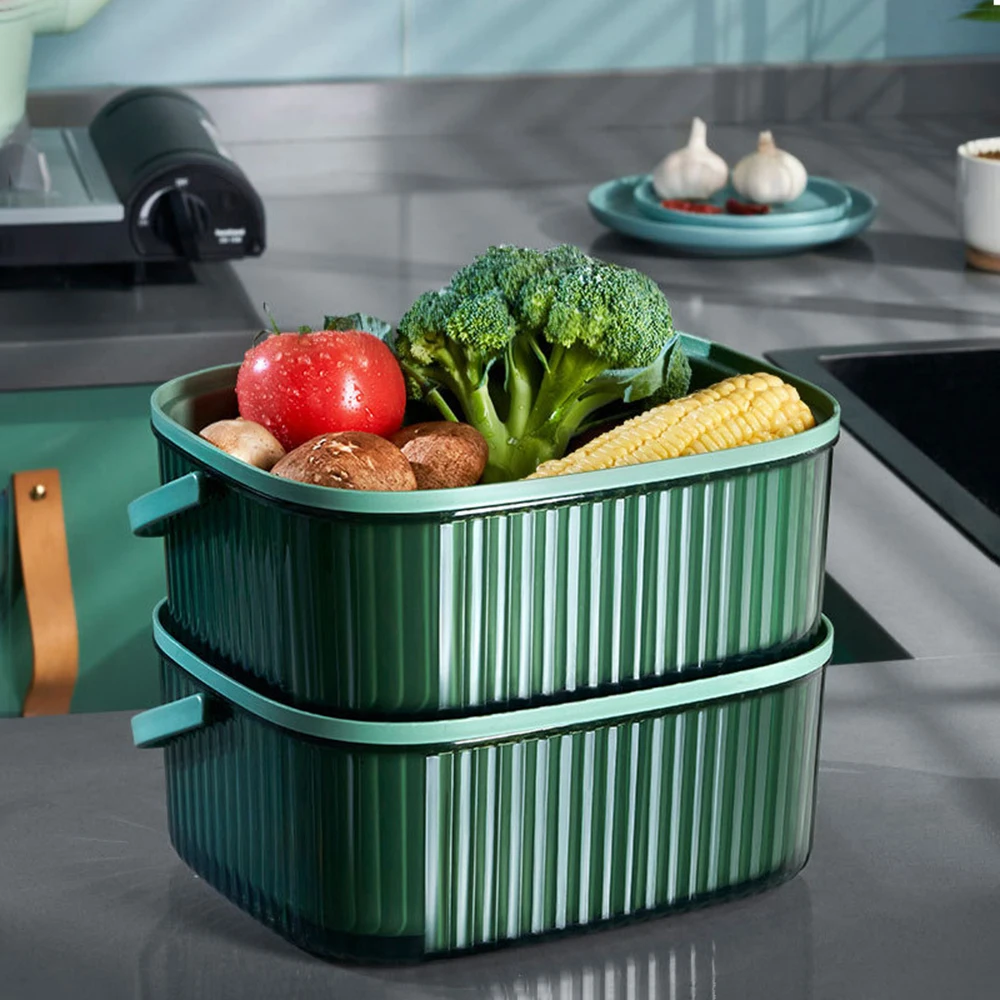 2-in-1 Kitchen Washing Basket For Fruit Vegetable PP Large Sieve Bowl Sets